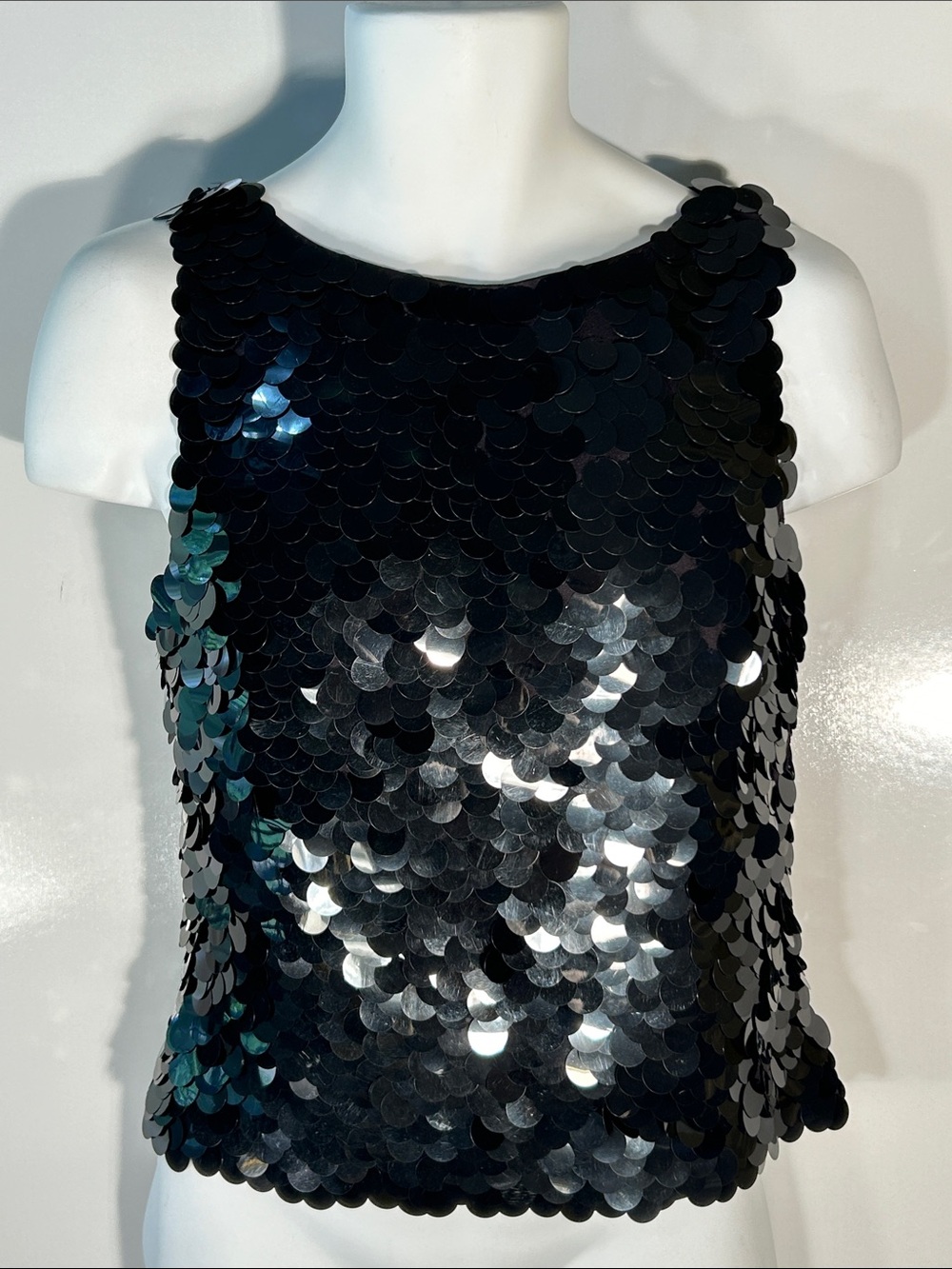 JS Boutique NWT SZL Black Sequin Tank Top Dressy Formal Night Life Closet Staple